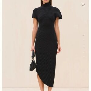 Cult Gaia Chrysta Elegant Black Ribbed Dress